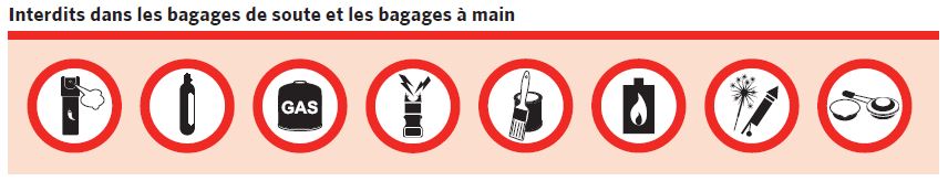 Interdits dans les bagages de soute et les bagages à main: ...
